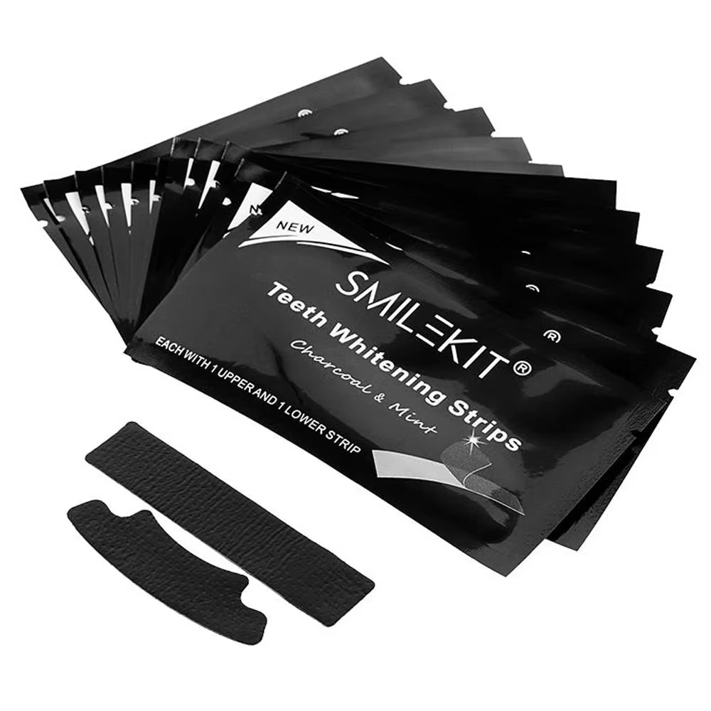 14-Piece Charcoal Teeth Whitening Strips - Remove Coffee & Tea Stains for a Brighter Smile!