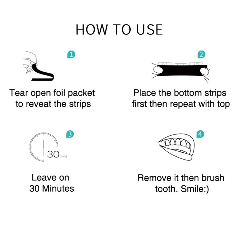 14-Piece Charcoal Teeth Whitening Strips - Remove Coffee & Tea Stains for a Brighter Smile!