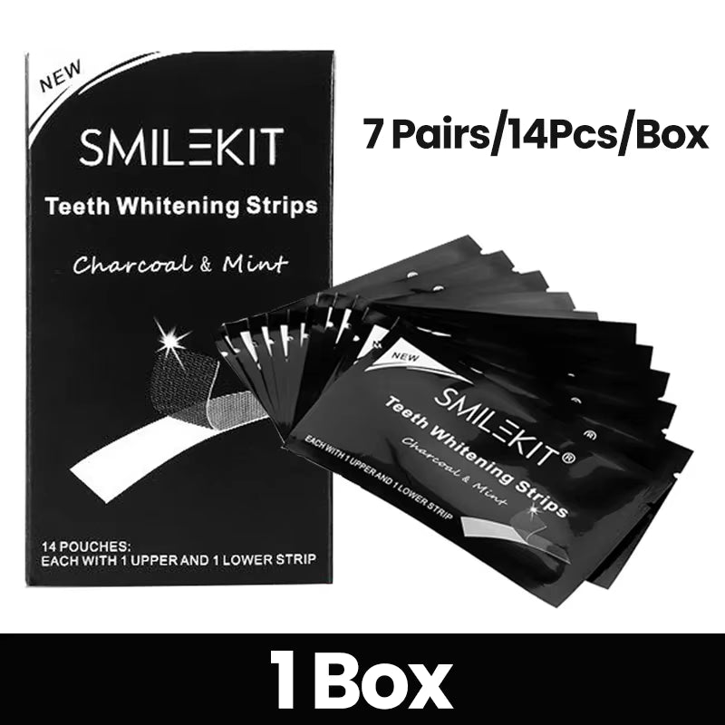 14-Piece Charcoal Teeth Whitening Strips - Remove Coffee & Tea Stains for a Brighter Smile!