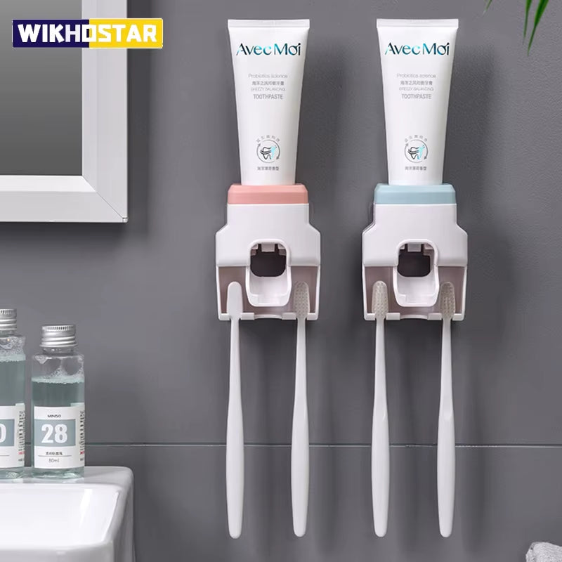 Creative Lazy Automatic Toothpaste Dispenser Toothpaste Squeezer Toothbrush Holder Bathroom Accessories Storage Rack